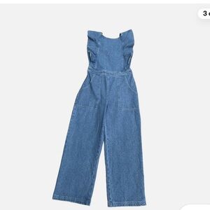 Denim wide legs romper